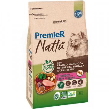 Ração Premier Pet Nattú Mandioca para Cães Adultos de Pequeno Porte - 1kg/2,5kg/10kg